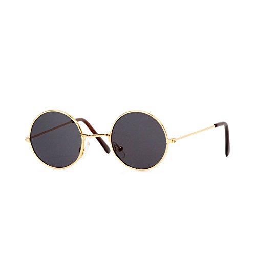 Circular Gold (50mm) Frame Black Lens Sunglasses - Main Image