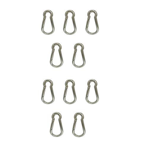 10 Pc 3/8'' Stainless Steel SS316 Spring Snap Hook Boat Marine Carabiner 400 Lbs Cap. WLL