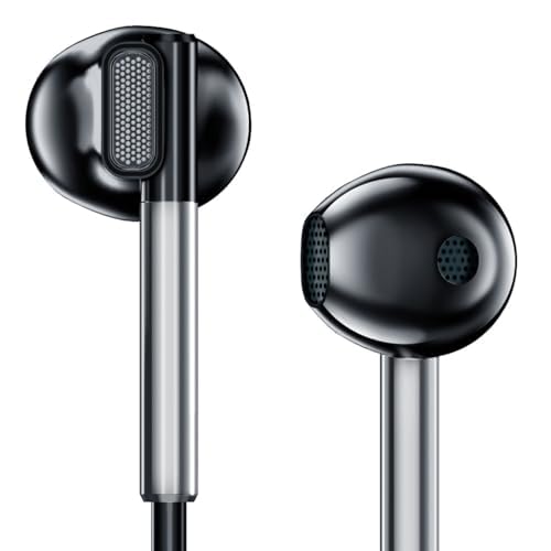 Image of Sounce BassPulse In Ear 3.5mm Wired Headset with HD Mic In-Line Controls 14.2mm Drivers Unique Earbud Design TPE Tangle-Free Cable Wide Compatibility Sweatproof Durable Premium Wired Earphones (Black)