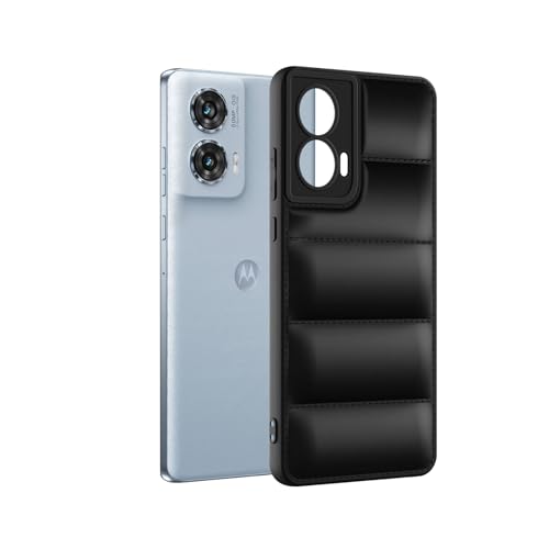 Image of Amazon Brand - Solimo Rubber Puffer Case Camera Protection Soft Back Cover for Motorola Moto Edge 50 Fusion - Black