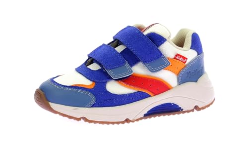 Kickers Kick Ruly, Zapatillas Unisex niños, Blanco Azul Naranja, 29 EU