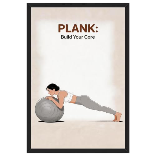 Black framed Fitness Plank Poster Canvas Print Art Modern Minimalist