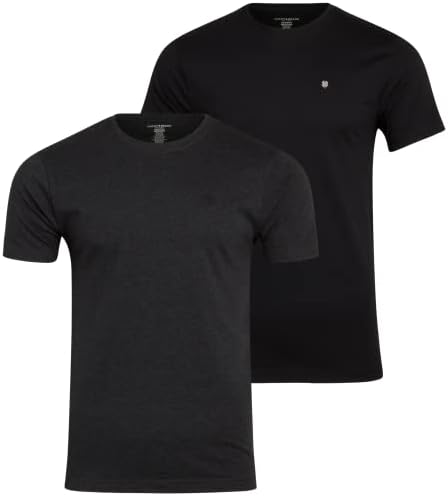 Lucky Brand Men's Undershirt - Classic Crew Neck Short Sleeve T-Shirt (2 Pack), Size Large, Heather Grey/Black