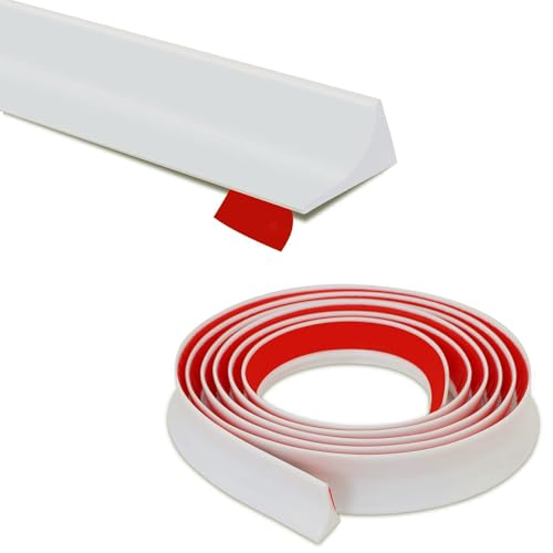Image of Shower Threshold Water Dam,Walk in Shower Water Guard, Shower Dam Water Barrier Bathroom Sink Splash for Dry And Wet Separation Caulk Seal Strip Edge Trim (78Inch, White)