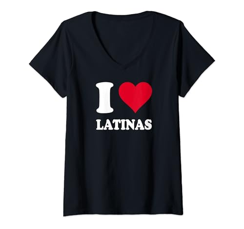 Mujer Corazón Rojo Me Encanta Latinas Camiseta Cuello V