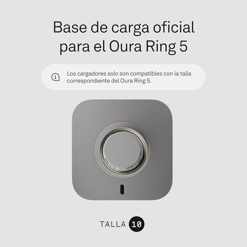Cargador estándar Oura Ring 5 talla 10 con cable USB-C y base de carga rápida 2
