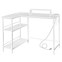 Amazon.co.jp: VECELO L字デスク パソコンデスク コンセント・モニター