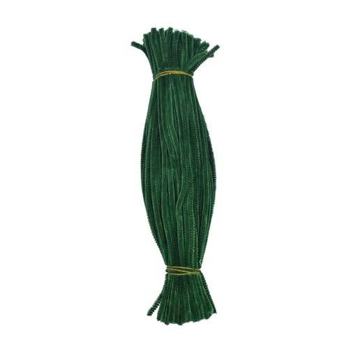 Image of 100Pc Pipe Cleaners Craft Set | Chenille Stem Fuzzy Sticks DIY Craft Supplies for Art Projects Activities, Decorations, Flower Making, Modeling & Sculpting (Dark Green)