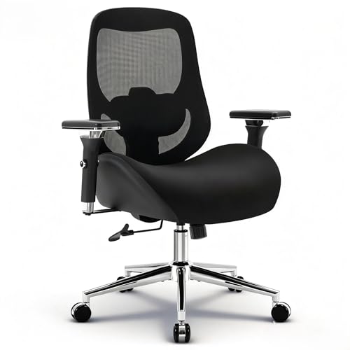 MAHOMICO 750lbs Big and Tall Office Chair with Wide Thick Seat Cushion for Sitting All Day,Ergonomic Mesh Desk Chair with Adjustable Lumbar Support for Heavy People,4D Armrests