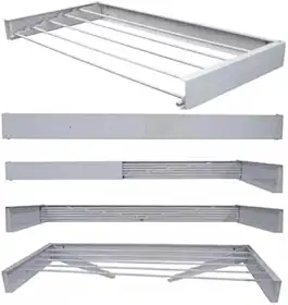 Varal Magico 120cm 7 Varetas Alumínio Parede Retrátil