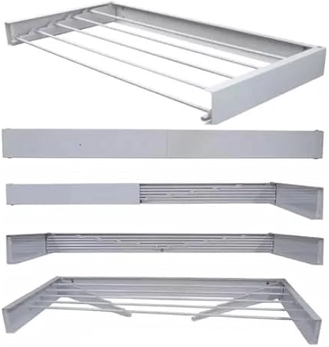 Varal De Parede Retratil Secreto Magico 100cm Com 6 Varetas