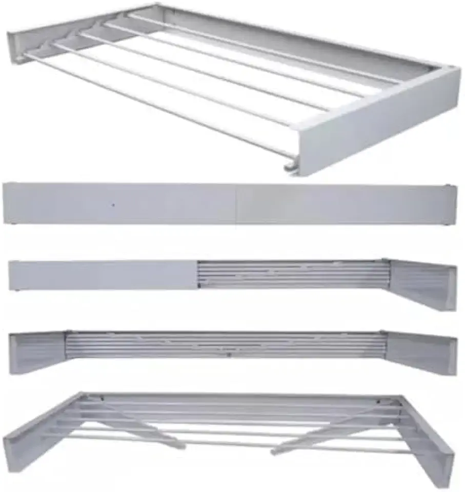 Varal De Parede Retratil Secreto Magico 100cm Com 6 Varetas