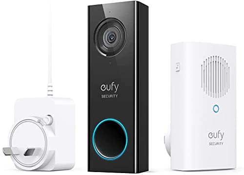 eufy Security Wi-Fi Video Doorbell, 2K Resolution, No Monthly Fees, Local Storage, Human Detection, with Wireless Chime–Requires Existing Doorbell Wires and Installation Experience, 16-24 VAC(Renewed)