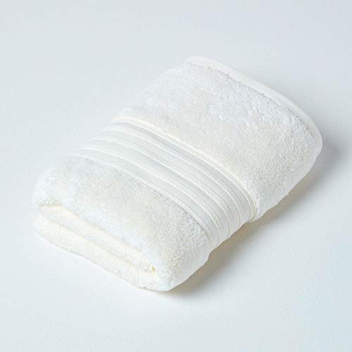 Image of HOMESCAPES Luxury Cream Soft 100% Supima Cotton Hand Towel Zero Twist Super Absorbent & Fluffy 550 GSM Thick Plain Guest Towel