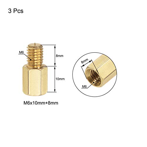 Uxcell A19111200UX0474 M6X10Mm+8Mm Male-Female Brass Hex Pcb Motherboard Spacer Standoff thumb #1