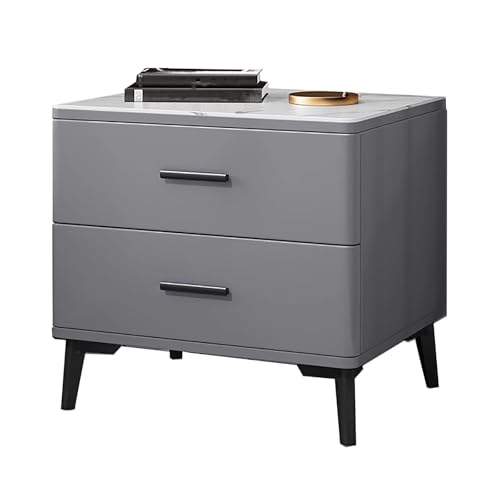 床?? ソファーテーブル サイドテーブル ベッド横 モダンなナイトスタンド 収納付きベッドサイドテーブル 引き出し2つ付きナイトスタンド 取り付け不要 狭いスペース 寝室 リビングルーム用(Gray,30cm/11.8in)