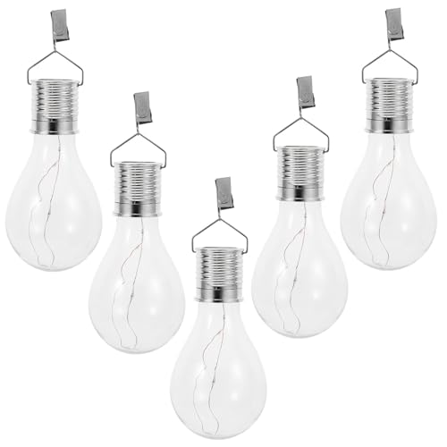 BETOOKY 5 Bombillas Solares Clip para Exteriores, LED en Forma de Bombilla, Material Abs y Pc, bajo Consumo y Alta Transparencia para Jardín y Patio