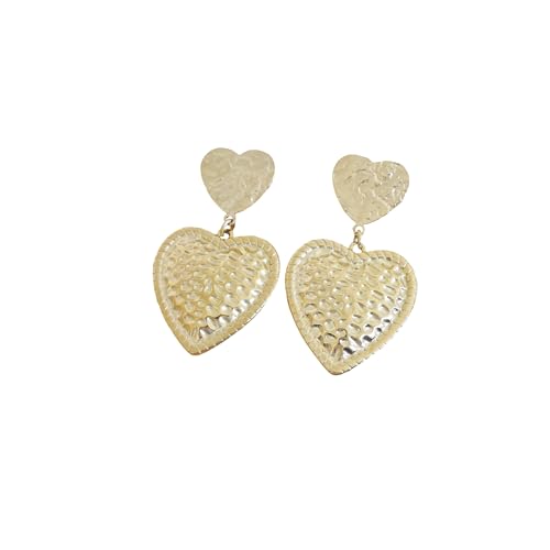 Boucles d'oreilles pendantes coeurs acier doré pour exprimer votre féminité