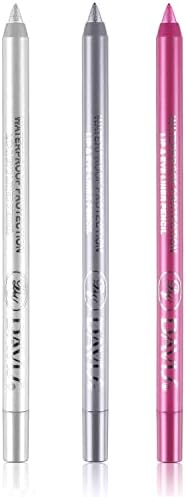 3 PCS Pink Eyeliner Pen Waterproof Matte White Eyeliner Pen/Glitter Metallic Eyeliner Pencil Shimmer Highlighter Eye Liner for Women,Eye Shadow Pencil, Sliver Eyeliner Professional Makeup Set (G)