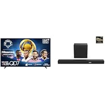 Hisense 85QD7QF Mini-LED 4K UHD Smart Fire TV AX3100Q 3.1Ch Sound Bar with Wireless Subwoofer