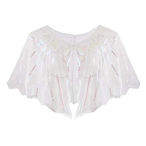 Bacophy 1920s Shawl Wraps Beaded Sequin Deco Evening Cape Bridal Shawl Bolero Flapper Cover Up