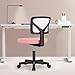 Sweetcrispy Small Desk Chair, Ergonomic Low-Back Mesh Rolling Work Swivel Chairs with Wheels, Armless Comfortable Seat Lumbar Support for Home, Bedroom, Study, Student, Adults,Classic Pink