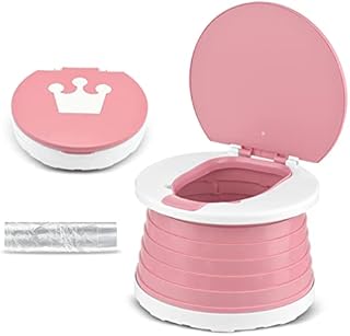 Travel Potty 2-in-1 Portable Potty for Toddlers Foldable Kids Training Toilet Seat for Boys Girls Baby Carry Potty Childrens Car Potty Chair for Camping Park Indoor Outdoor with 15pcs Potty Liners
