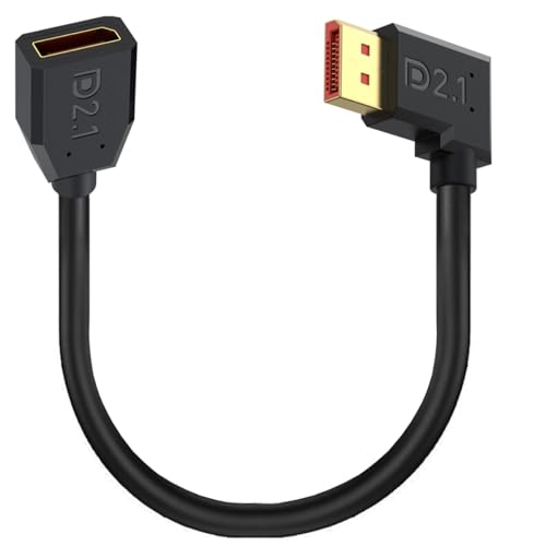 PIIHUSW DisplayPort Extension Cable Supports 16K@60Hz,8K@60Hz Display Port 2.1 Male to Female Cable, 52Gbps DP to DP Extended Cord for Gaming Monitor, Graphics, PC 15cm (Right)