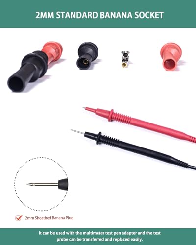 Image of Multimeter Alligator Clips, Insulation Alligator Clip Set for 2mm Diameter Probe Tips Electrical Testing