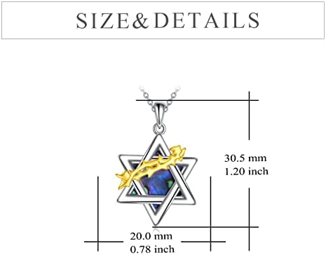 YFN Star of David Necklace Sterling Silver Tuquoise Pendant Jewellery Gifts for Women Men