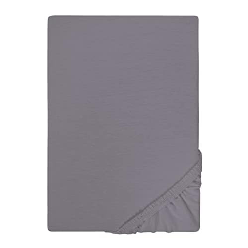 biberna 0077155 Spannbetttuch Jersey (Matratzenhöhe max. 22 cm) 1x 180x200 cm > 200x200 cm silber/grau