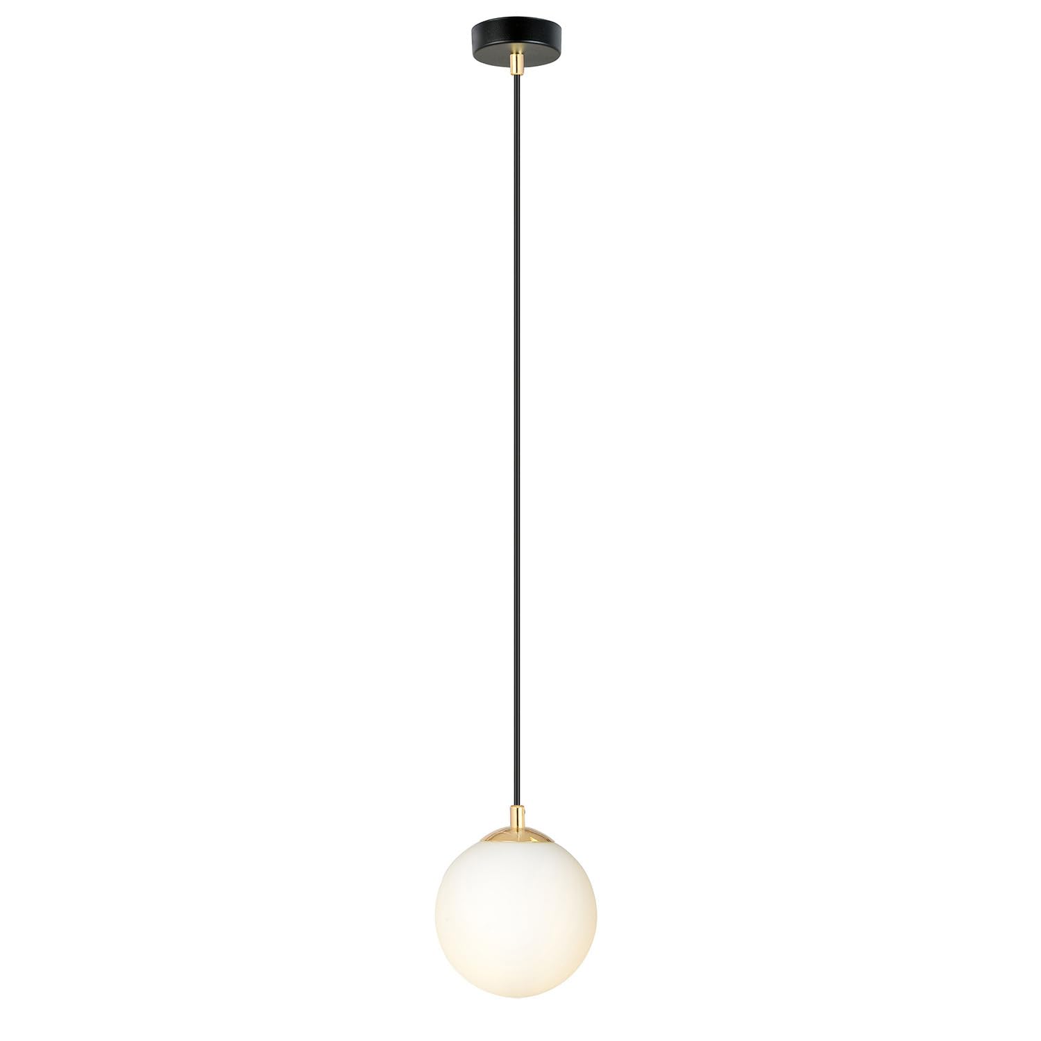Sospensione Contemporanea 1 Luce In Acciaio Nero/Oro Sfera Vetro Bianco