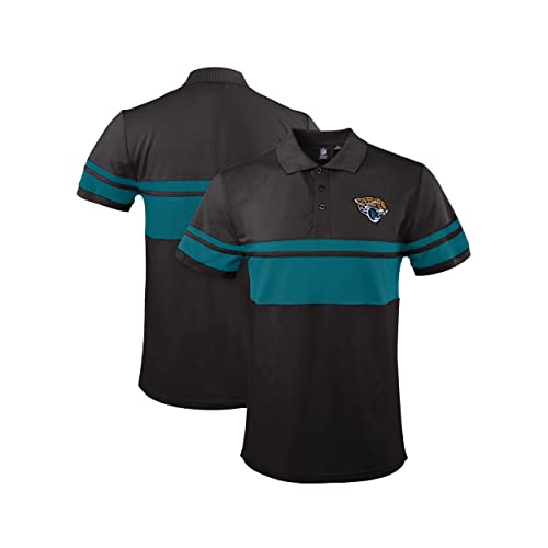 FOCO NFL Football Team Color Chest Stripe Men's Polo Shirt, Jacksonville Jaguars, Large