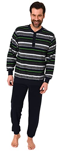 NORMANN-Wäschefabrik Herren Frottee Pyjama mit Bündchen und Hals-Knopfleiste - auch in Übergrössen - 212 93 518, Farbe:Marine, Größe:64/66 Cover