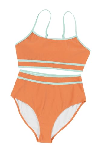 Herseas Women's Ribbed Bikini Sets Color Block Swimsuit High Waisted Bathing Suit4