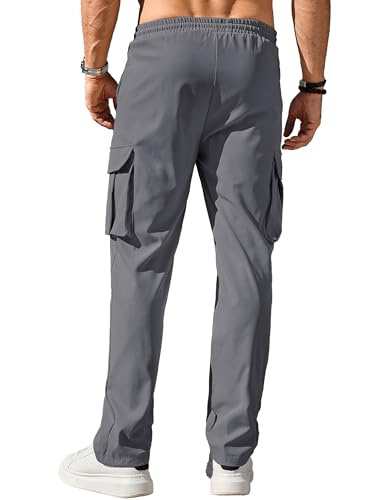 Image of Comdecevis Men's Casual Cargo Pants Workout Joggers Stretch Sweatpants Hiking Drawstring Tactical Pants with Multi Pockets