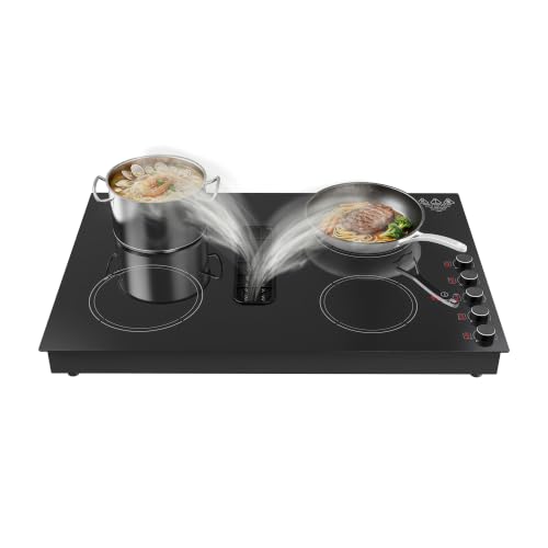 30'' Induction Cooktop with Downdraft, 4 Burner Built-in Stove Top 6600W