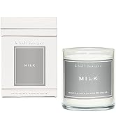 K. Hall Designs Milk Jar Candle, Creamy-Sweet Coconut Vanilla Scent, Up to 60-Hour Burn Time, Veg...