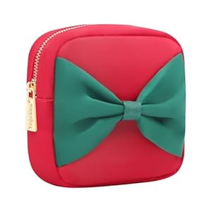 Mini Toiletry Bag for Women Small Cosmetic Bag for Purse Coin Purse With Zipper Pocket and Two Pockets Cute Makeup Bag Purse Essentials Valentine's Day Gift for Women Wife Mom (S, Red-Bow) Mini Toiletry Bag for Women Small Cosmetic Bag for Purse Coin Purse With Zipper Pocket and Two Pockets Cute Makeup Bag Purse Essentials Valentines Day Gift for Women Wife Mom S Red Bow