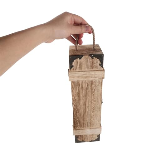 Caja de madera vintage para vino con tapa y soporte interior 5
