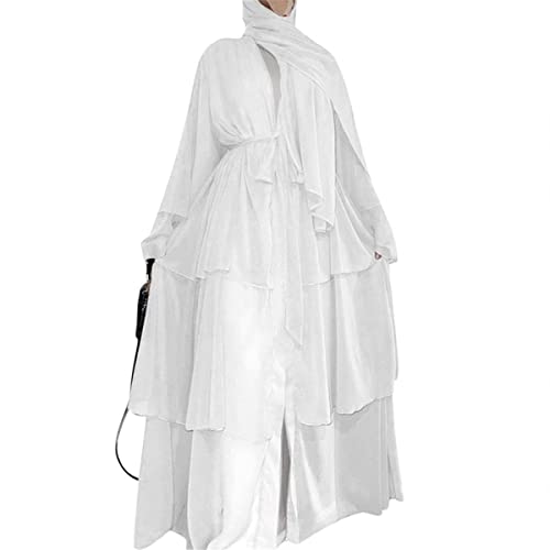 Caftan mousseline Dubaï ample XXL, la solution pour une abaya marron légère et opaque - 7