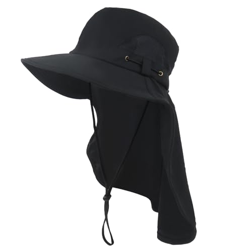 Sun-Hats-for-Men-Women-with-Neck-Flap-UPF-50-Wide-Brim-Bucket-Hat-Boonie-Hat-Breathable-Waterproof-Fishing-Safari-Hat