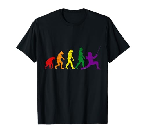 Fechter Geschenk Regenbogen Fechten T-Shirt