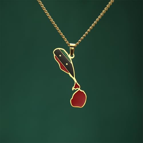 Cadeau collier de carte Saint-Kitts-et-Nevis breloque en acier durable