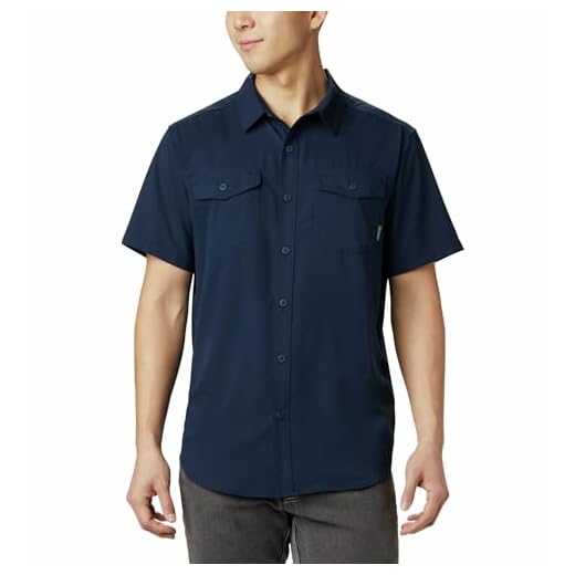 Columbia Hombre Camisa de manga corta, Azul ( Collegiate Navy ), L