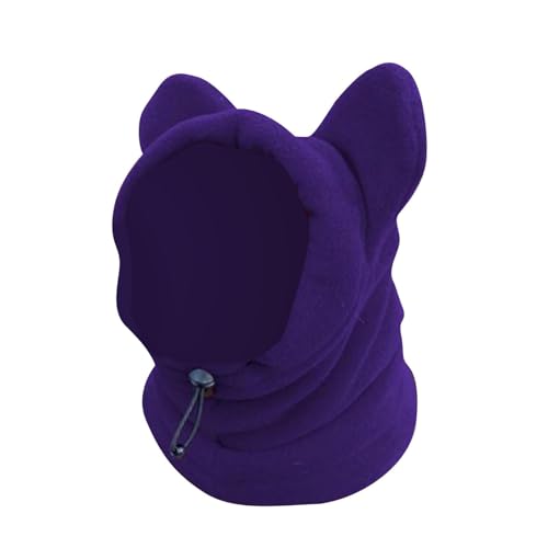Leefasy Dog Hood Winter Hat Headgear Earmuffs Costume Soft Neck Warmer Scarf Pet Winter Hood Hats for Kitten Cat Pet Small Dog Hiking, Violet
