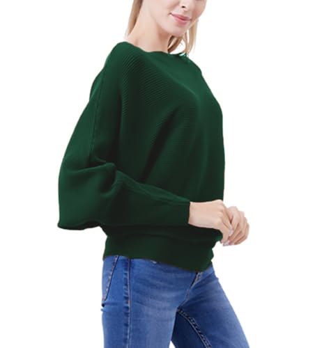 Women's Off Shoulder Sweater Knit Jumper Long Sleeve Pullover Baggy Solid Sweater2