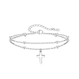 PRETOLE Layered Silver Bracelet For Women Cubic Zirconia Adjustable Silver Charm Bracelets S925 Sterling Silver Bead Bracelet For Women