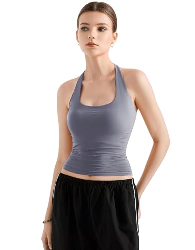 Image of SIGHTBOMB SOFTLINE Double Layer Seamless U Neck Halter Cuddle Baby Sleeveless Microfiber Active WEAR /Casual WEAR TOP for Women