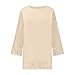 2025 Linen Tops for Summer Boho Loose Shirt 3/4 Sleeve Lace Patchwork Pullover Tunic Hollow Out Shirts for (Beige, S)